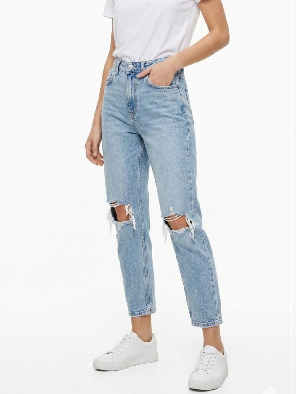 Zara High Rise Distressed Jean